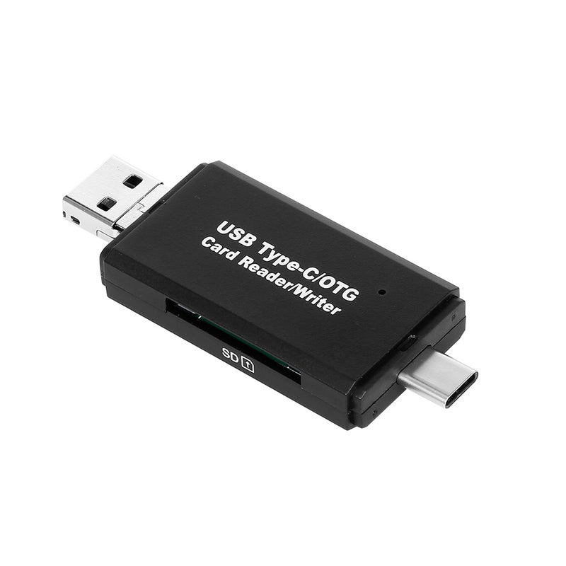ماركة غير محددة قارئ بطاقات USB مايكرو OTG 3 في 1 عالي السرعة بمنفذ Type-C/ OTG أسود  - Image 2