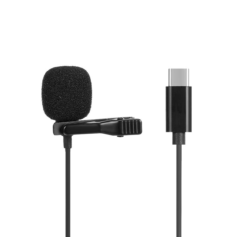 JH-042 Type-C Lavalier Omni Directional Condenser Microphone Superb Sound For Audio And Video Recording Black - Image 1