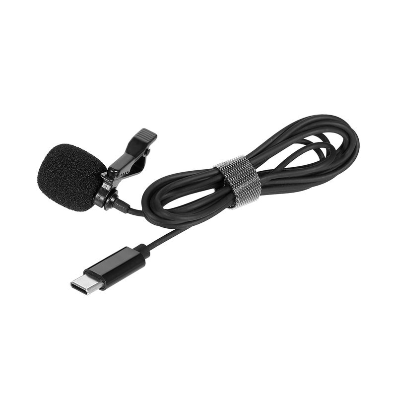JH-042 Type-C Lavalier Omni Directional Condenser Microphone Superb Sound For Audio And Video Recording Black - Image 3