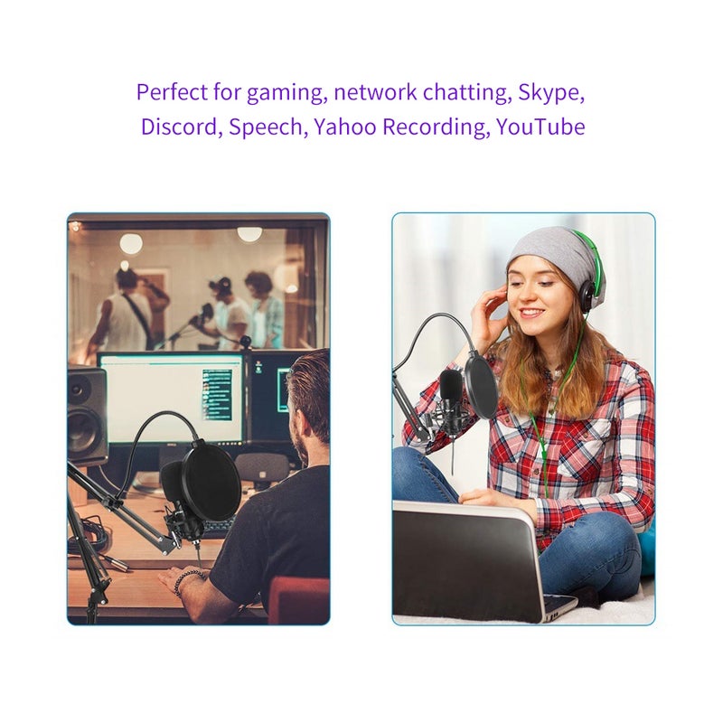 طقم ميكروفون USB مكثف للتسجيل الصوتي وللاستخدام الاحترافي في الاستوديو بلون أسود/ أسود/ أجهزة إدخال/ ميكروفونات أسود - Image 5