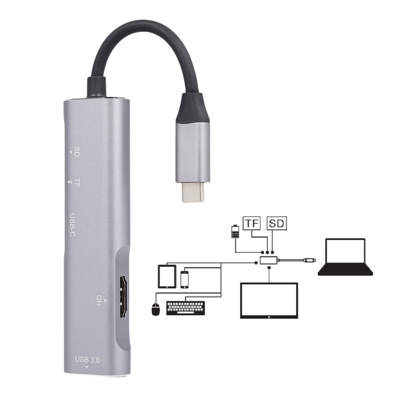 محول USB 3.1 متعددُ المنافذ مع منفذ شحنٍ . رمادي - Image 4