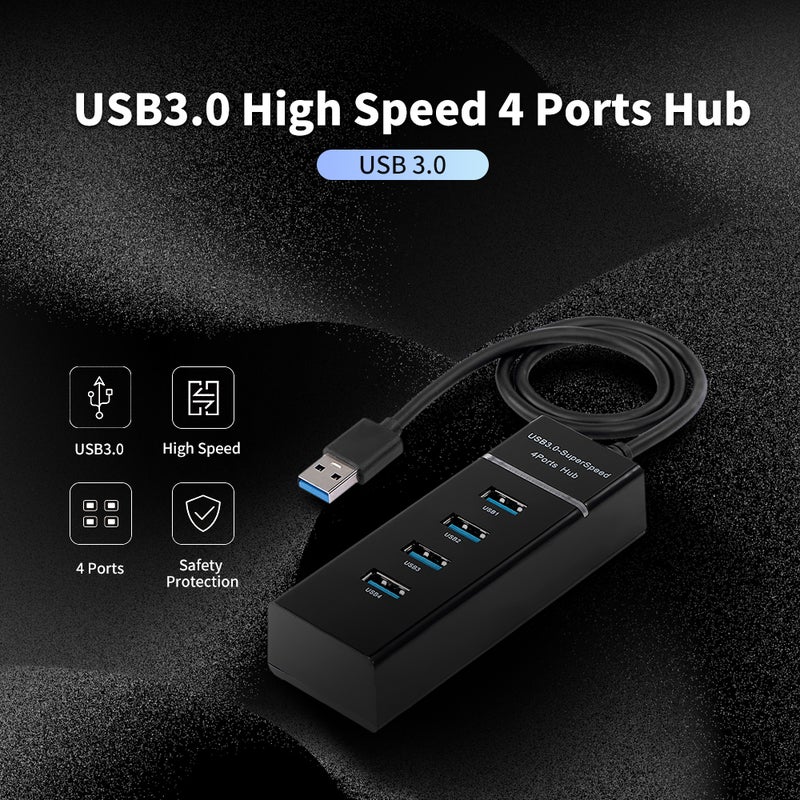 موزع عالي السرعة ب4 منافذ USB 3.0 أسود - Image 5