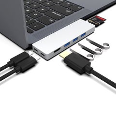 Generic Multi-port Double Type-C USB Hub Adapter Thunderbolt 3 4K HD Video Output SD/TF Card Reader Silver  - Image 2