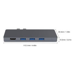 Generic Multi-port Double Type-C USB Hub Adapter Thunderbolt 3 4K HD Video Output SD/TF Card Reader Silver  - Image 3
