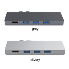 Generic Multi-port Double Type-C USB Hub Adapter Thunderbolt 3 4K HD Video Output SD/TF Card Reader Silver  - Image 5