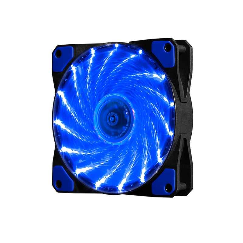 مروحة تبريد صامتة بإضاءة LED تعمل بقوة الرياح ومزودة ب15 مصباح LED أزرق - Image 5