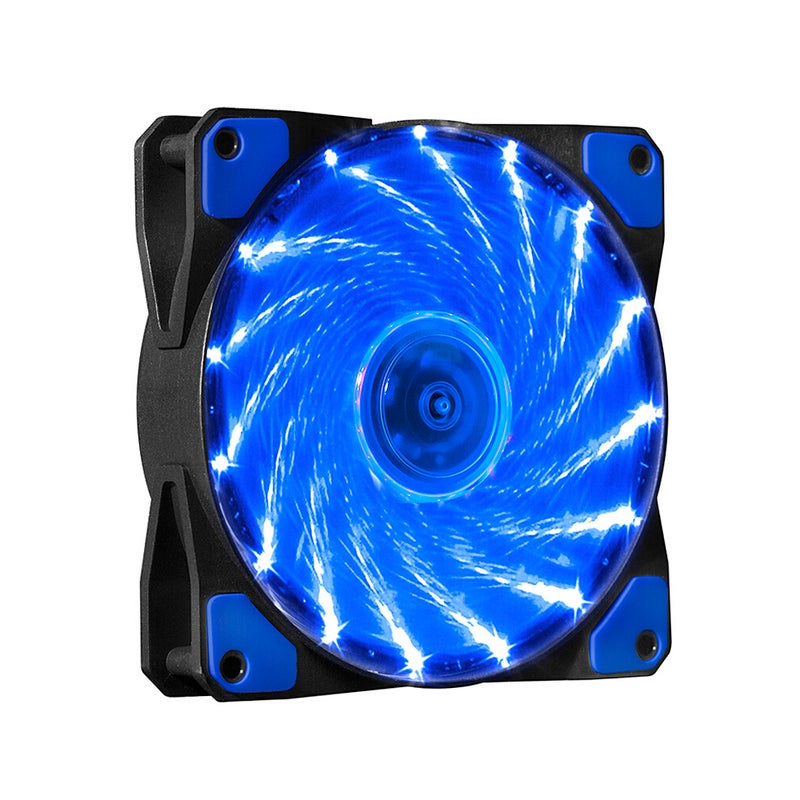 مروحة تبريد صامتة بإضاءة LED تعمل بقوة الرياح ومزودة ب15 مصباح LED أزرق - Image 2