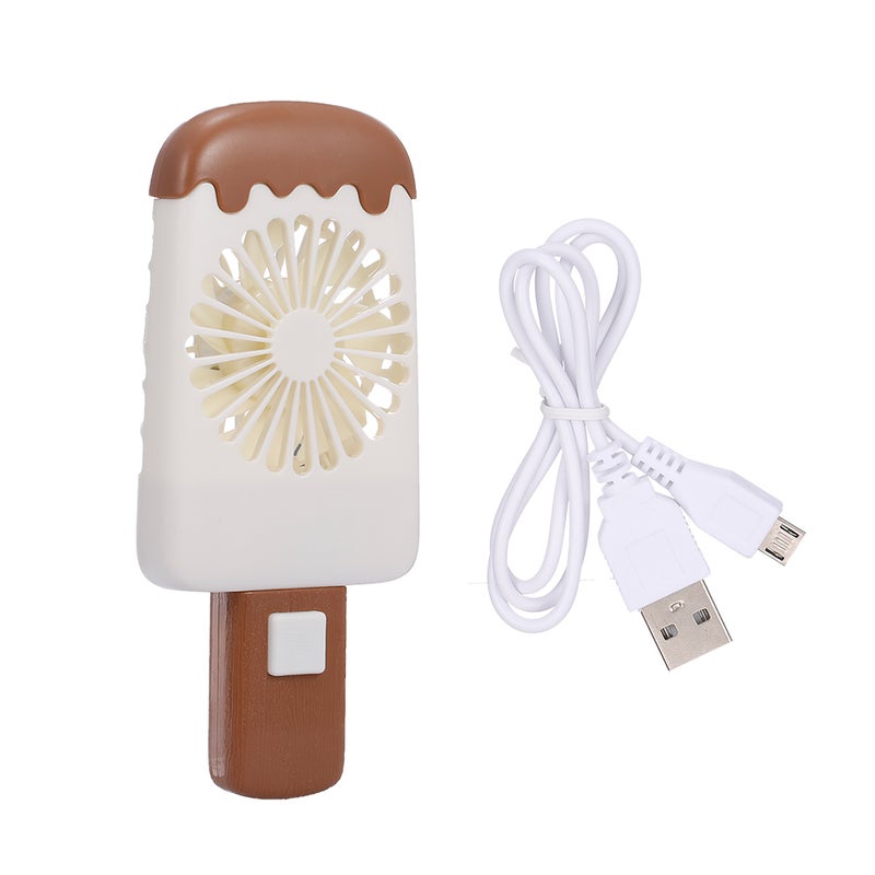 مروحة على شكل آيس كريم، صغيرة ويمكن حملها باليد، مزودة بمنفذ USB. بيج - Image 3