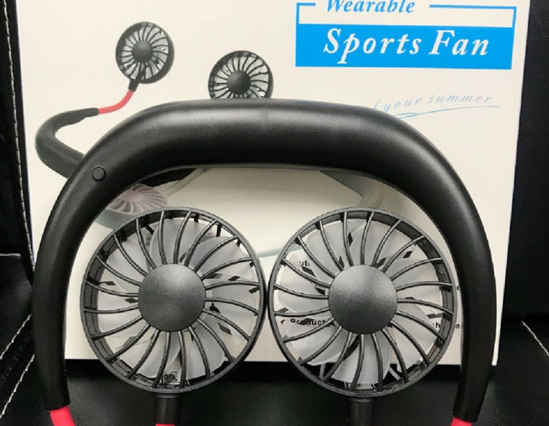 مروحة صغيرة قابلة للتعليق على الرقبة مزودة بإضاءة LED طراز F28 وردي - Image 5