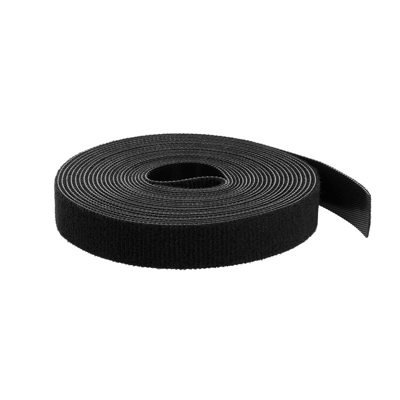 1 Roll Self Adhesive Reusable Cable Tie Hook & Loop Black  - Image 2