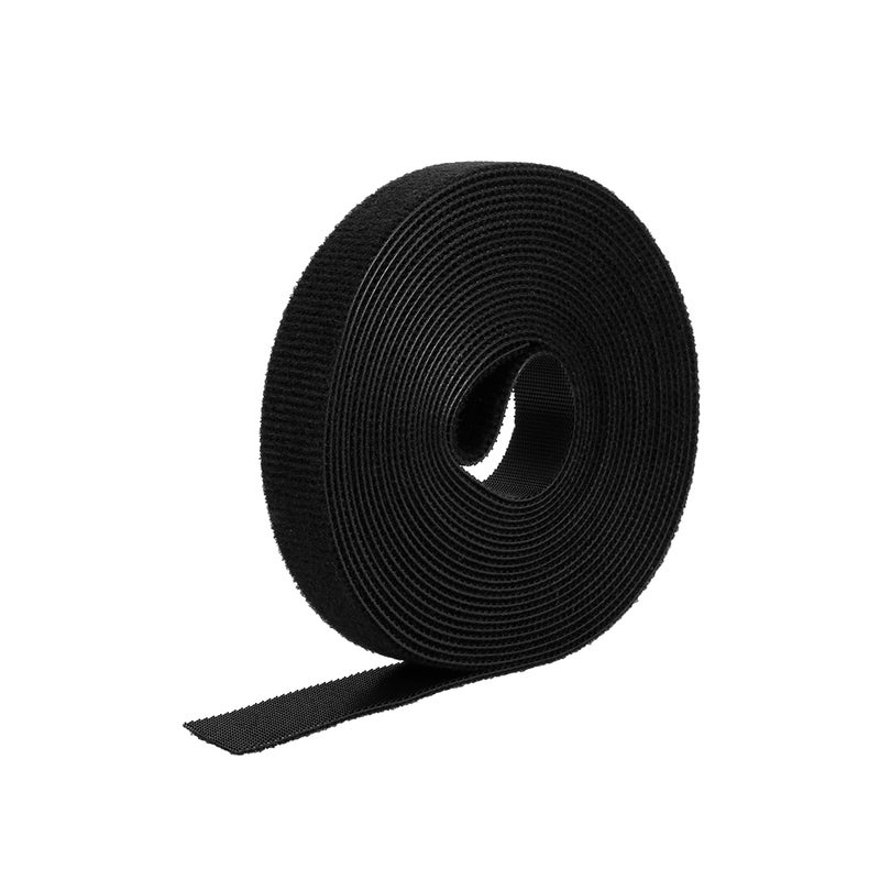 1 Roll Self Adhesive Reusable Cable Tie Hook & Loop Black  - Image 5