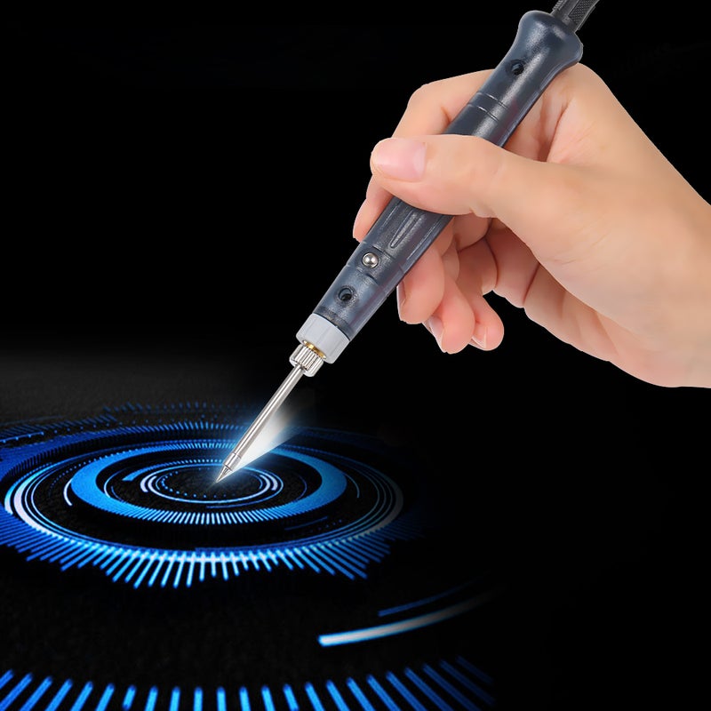 Electric Soldering Iron Mini Pen with Protective Cap Gray/Silver  - Image 2