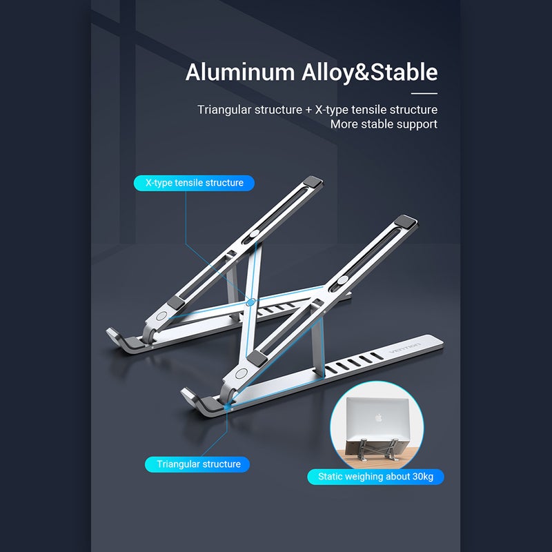 VENTION - Anti-Slip Foldable Laptop Stand Silver - Image 1