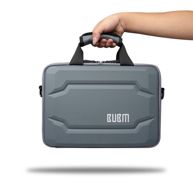 BUBM Double Layer 11 Inch Notebook Shoulder Handbag For Electronics Accessories Grey  - Image 4