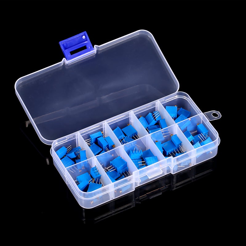 Generic - 50-Piece Multiturn Trimmer Potentiometer Kit Blue - Image 1