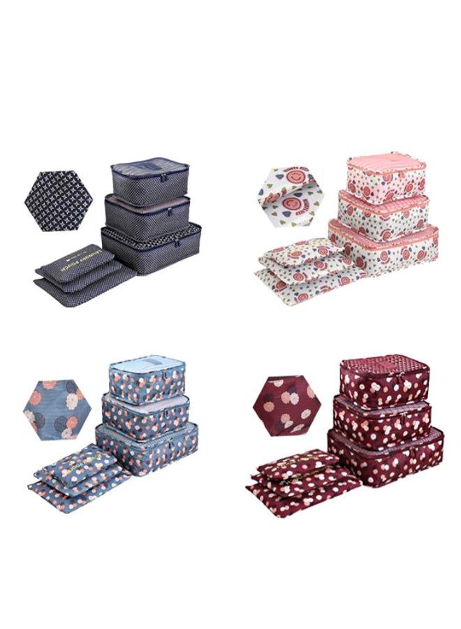 طقم حقائب سفر لتنظيم الأمتعة مكون من 6 قطع أزرق/أبيض/وردي - Image 4