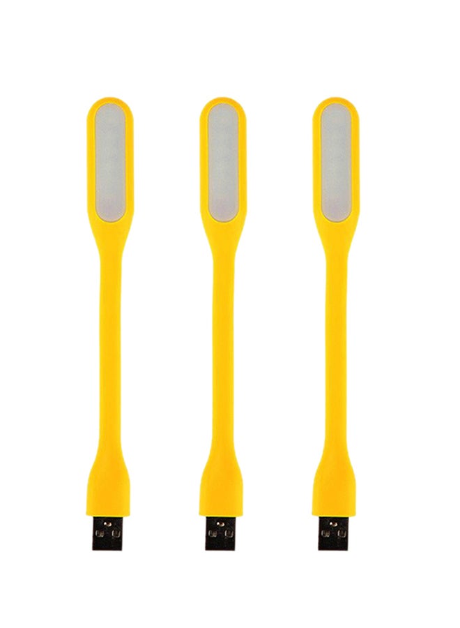 مصباح ليلي LED صغير مرن بمنفذ USB من 3 قطع أصفر 16.51x1.78x0.89سم  - Image 1