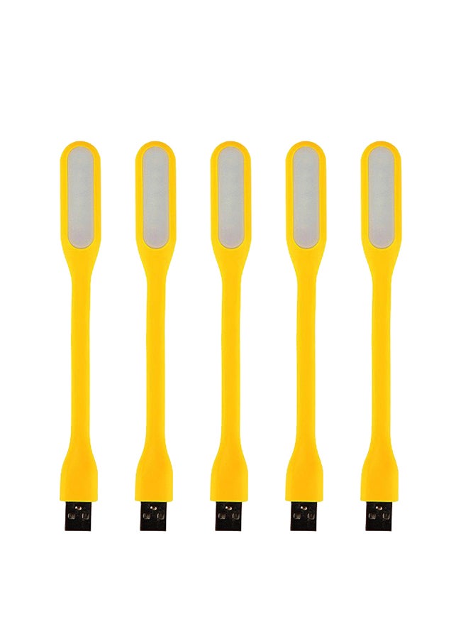 طقم مصابيح LED ليلية صغيرة ومرنة بمنفذ USB مكون من 5 قطع أصفر 16.51x1.78x0.89سم  - Image 1