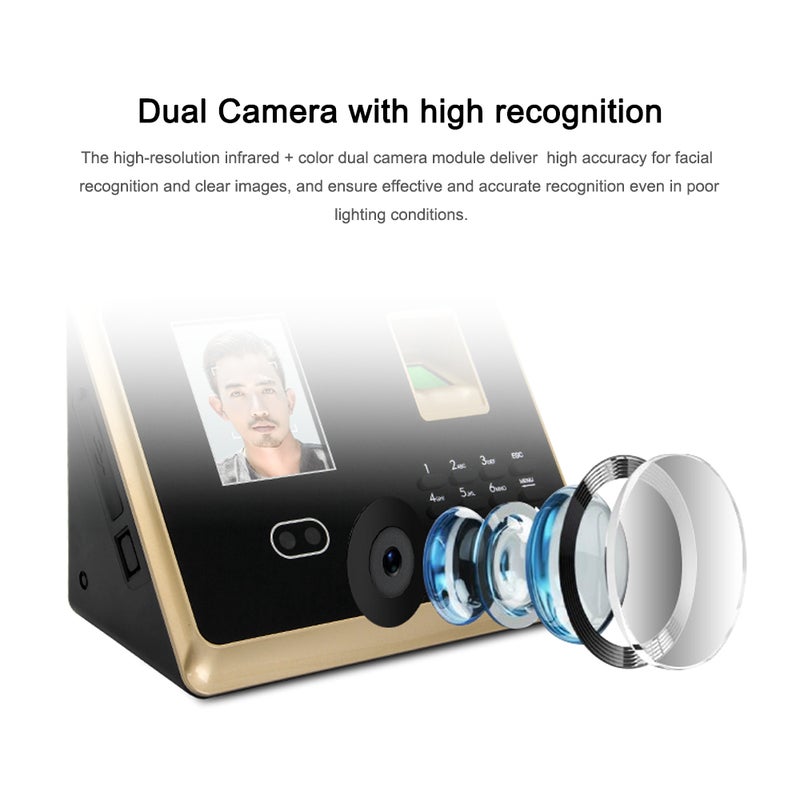 جهاز ZK-TA50 لتسجيل الحضور بالوجه وبصمة إصبع اليد أسود - Image 3