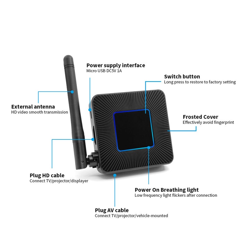 Generic Wireless HD Display Dongle Video Casting for Large Screen 2.4G Wireless Transmission Dual Band Black  - Image 4