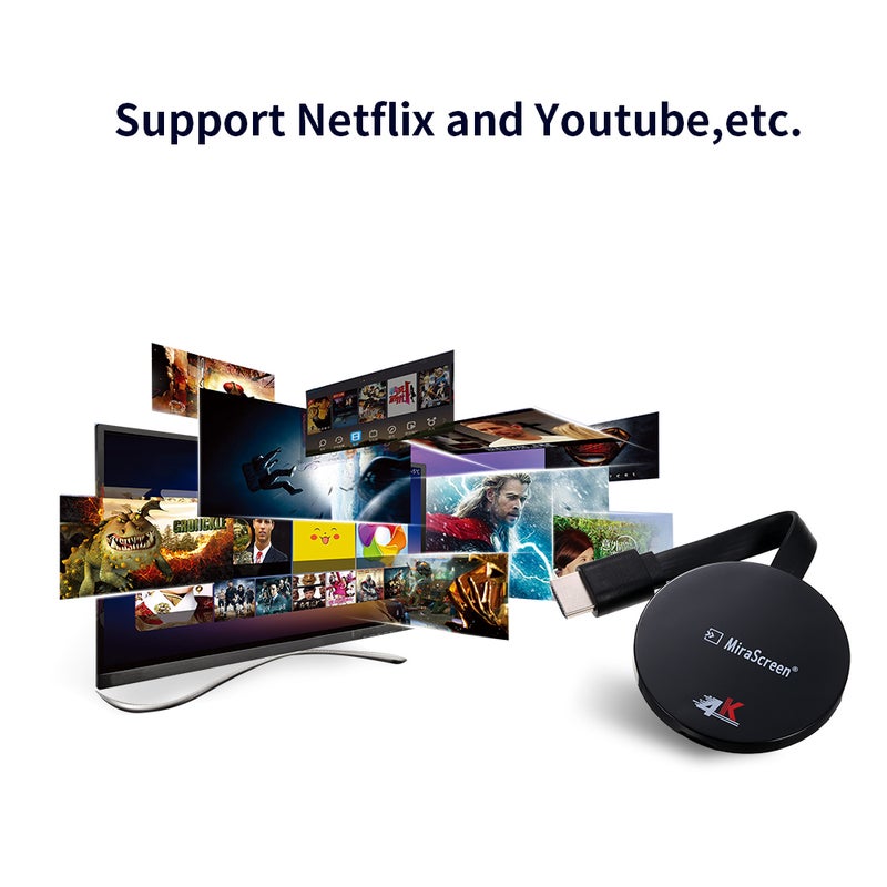 Generic - Wireless Dongle WiFi Display 1080P HD 4K Receiver Miracast Adapter Wireless Screen Converter Adapter DLNA Airplay Black - Image 1