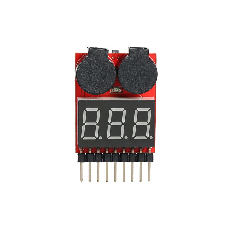 Generic - 1-8S LED Lipo Battery Voltage Tester Low Voltage Buzzer Alarm 2 in 1 Tester Checker Black - Image 1