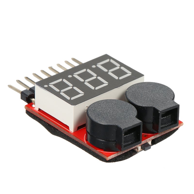 Generic - 1-8S LED Lipo Battery Voltage Tester Low Voltage Buzzer Alarm 2 in 1 Tester Checker Black - Image 1