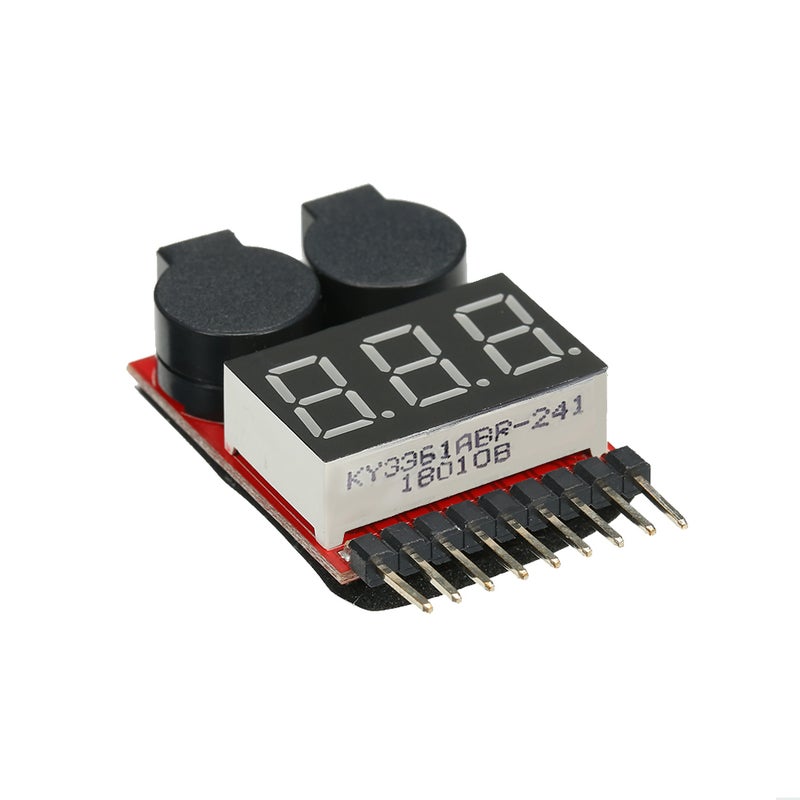 Generic - 1-8S LED Lipo Battery Voltage Tester Low Voltage Buzzer Alarm 2 in 1 Tester Checker Black - Image 1