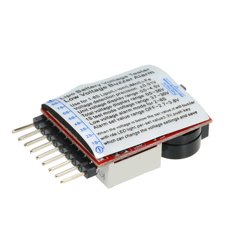 Generic - 1-8S LED Lipo Battery Voltage Tester Low Voltage Buzzer Alarm 2 in 1 Tester Checker Black - Image 1