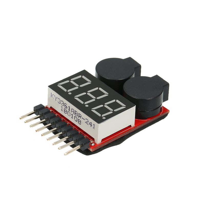 Generic - 1-8S LED Lipo Battery Voltage Tester Low Voltage Buzzer Alarm 2 in 1 Tester Checker Black - Image 1