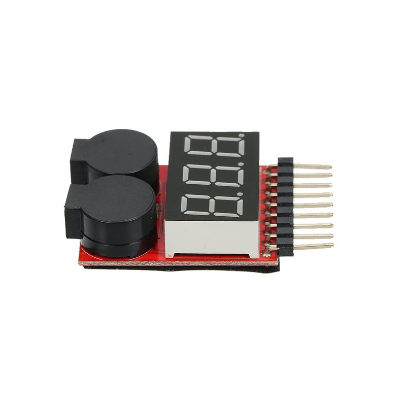 Generic - 1-8S LED Lipo Battery Voltage Tester Low Voltage Buzzer Alarm 2 in 1 Tester Checker Black - Image 1