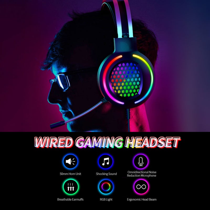 سماعة رأسٍ سلكيةٍ للألعاب بإضاءةٍ متعددة الألوان RGB لأجهزة بلايستيشن 4/ بلايستيشن 5/ إكس بوكس ون/ إكس بوكس سيريس إكس/ نينتندو سويتش/ الكمبيوتر الشخصي - Image 3