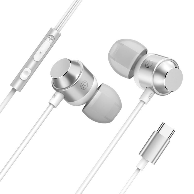 Generic Type-C Wired Magnetic Suction In-Ear Earphones Silver  - Image 1