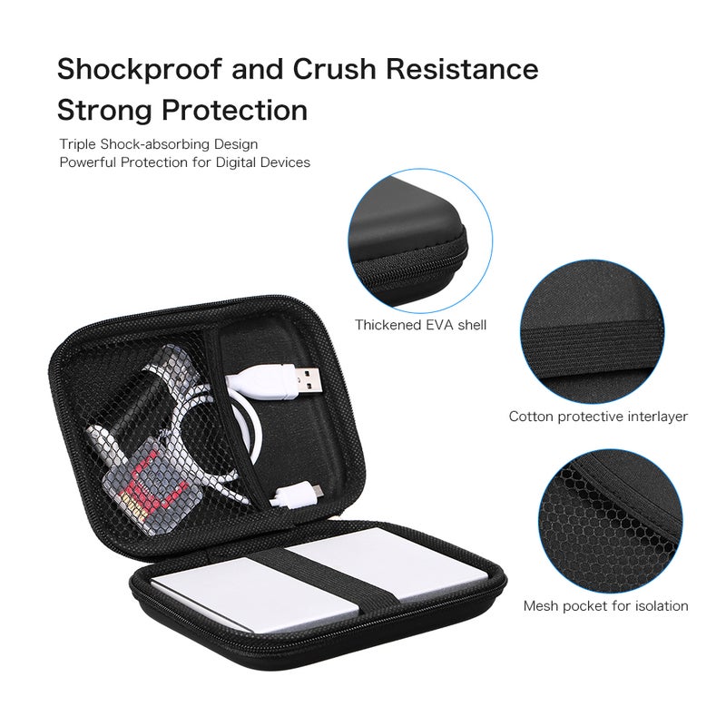 Generic Hard Drive Carrying Case For 2.5" External HDD Power Bank Black  - Image 3