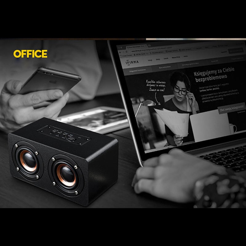 M5 Mini Doodle Wooden Subwoofer Wireless Portable Bluetooth Speaker Black  - Image 5