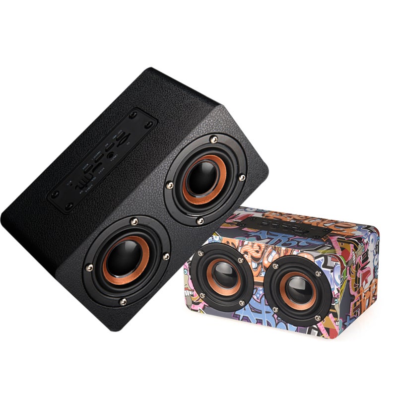 M5 Mini Doodle Wooden Subwoofer Wireless Portable Bluetooth Speaker Multicolor  - Image 2