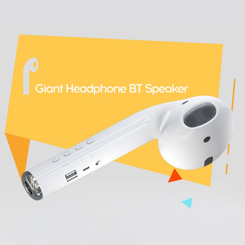 Generic - Large G-iant Headphone Shape Portable Bluetooth Speaker White - Image 1