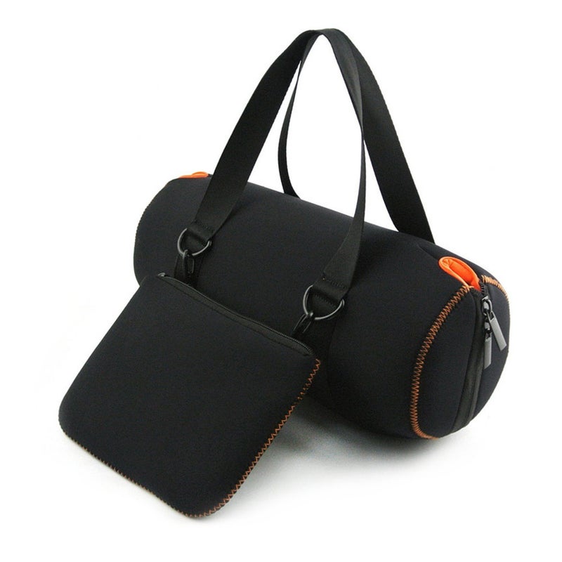 2-Piece Travel Soft Zipper Case For JBL Xtreme BT Speaker with Charger Pouch Black  - Image 1