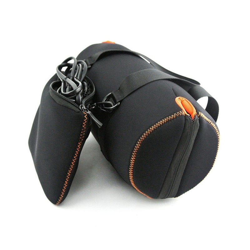2-Piece Travel Soft Zipper Case For JBL Xtreme BT Speaker with Charger Pouch Black  - Image 2