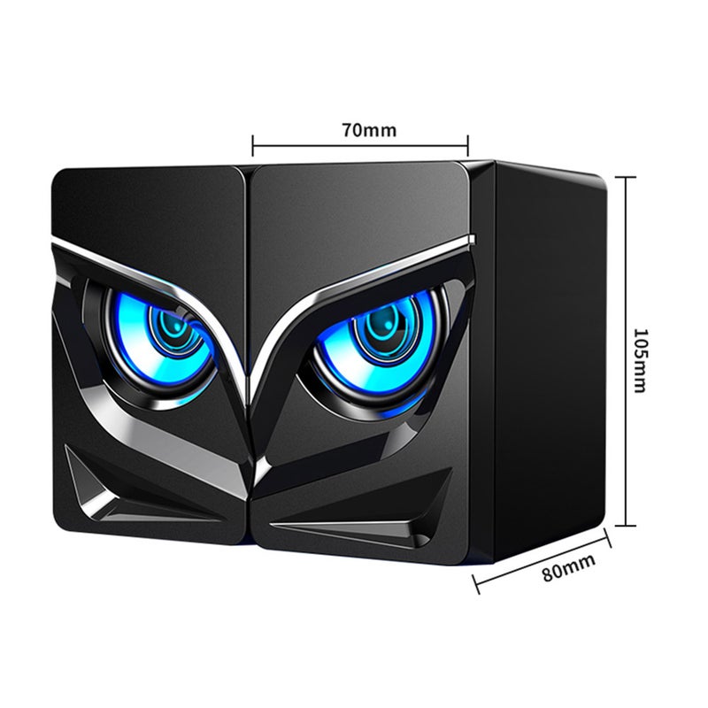 Wired V128 Mini USB 2.1 Stereo Sound Speaker for Desktop Computer/Phone/Notebook Black/Blue - Image 4