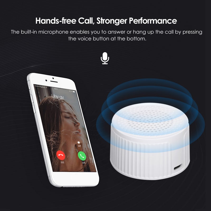 Mini Hands-Free Call Portable Bluetooth Speaker White