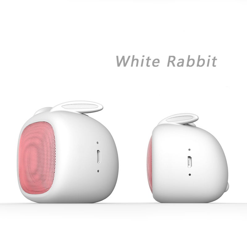 Smalody - Bluetooth Portable Cute Rabbit Mini Speaker with Microphone/TF Slot White/Pink - Image 1