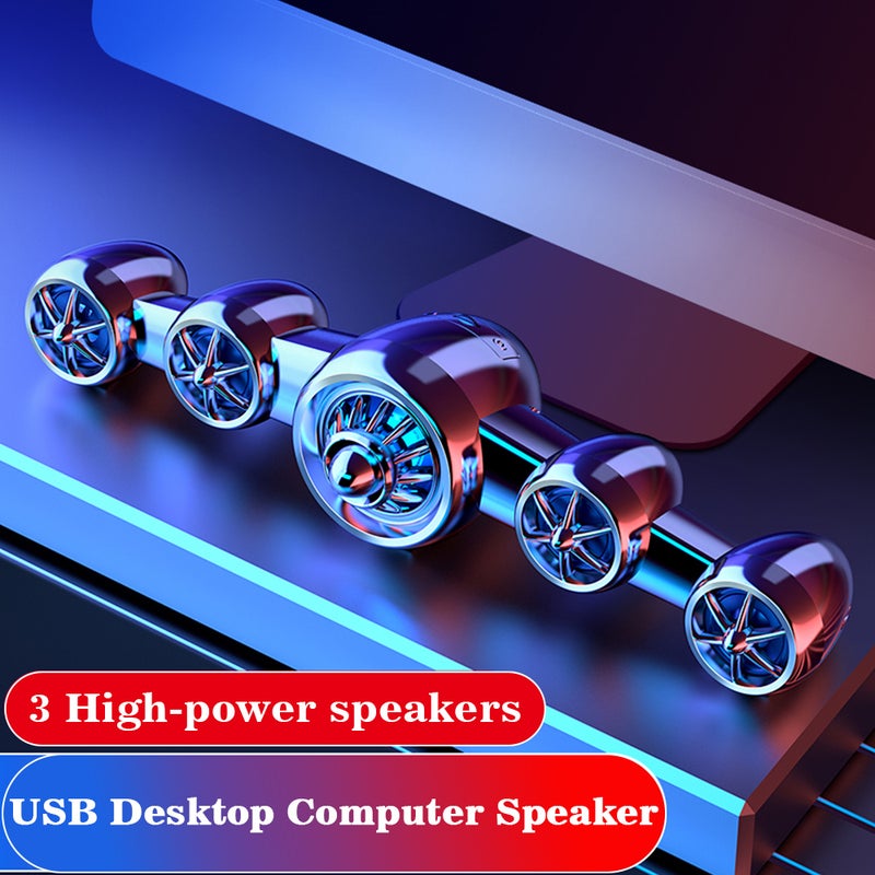 Generic - D-219 USB Desktop Computer Portable Bluetooth Speaker Silver - Image 1