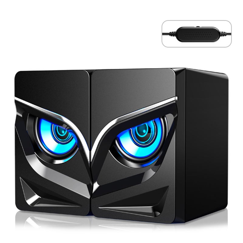 Wired V128 Mini USB 2.1 Stereo Sound Speaker for Desktop Computer/Phone/Notebook Black/Blue - Image 1