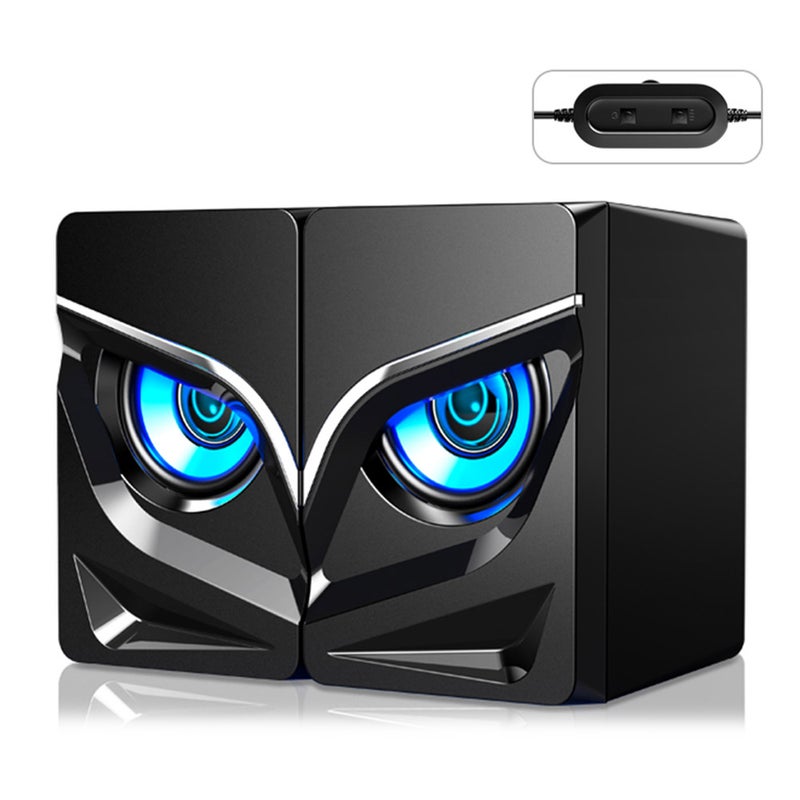 مكبر صوت ستيريو V128 صغير سلكي بمنفذ USB 2.1 للكمبيوتر المكتبي/ الهاتف/ نوت بوك الأسود / الأزرق - Image 1