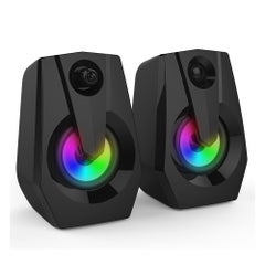 Wired VXSM9015 Multimedia Bass Stereo Speaker with LED Colorful Light For TV/Computer Black