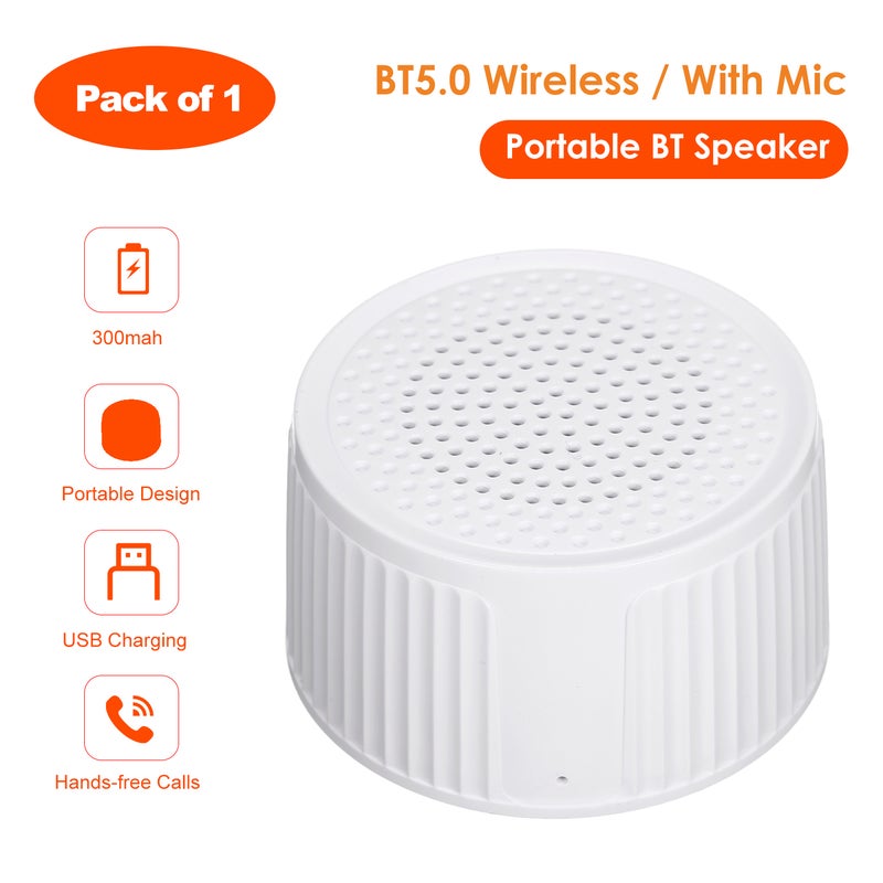 Mini Hands-Free Call Portable Bluetooth Speaker White