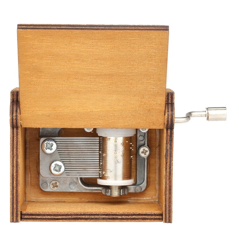 Vintage Theme Engraved Hand Operated Musical Box For Birthday/Valentine's Day/Exquisite Gift Brown  - Image 4