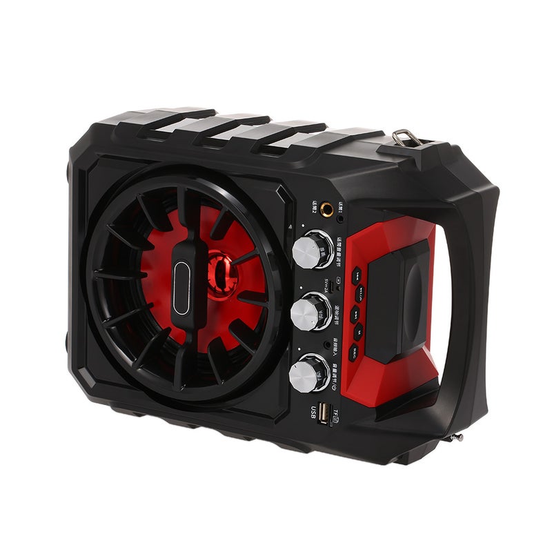Bluetooth Karaoke Handheld Speaker With Microphone/FM Radio/TF Card/AUX Black/Red - Image 4