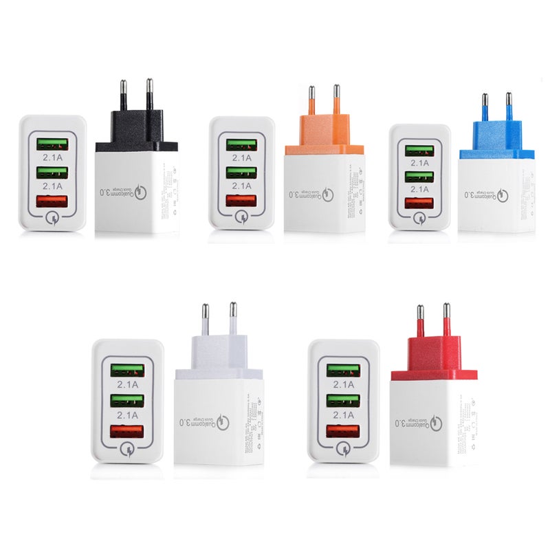 محول شاحن جداري ب3 منافذ USB مناسب للسفر أبيض/رمادي - Image 4